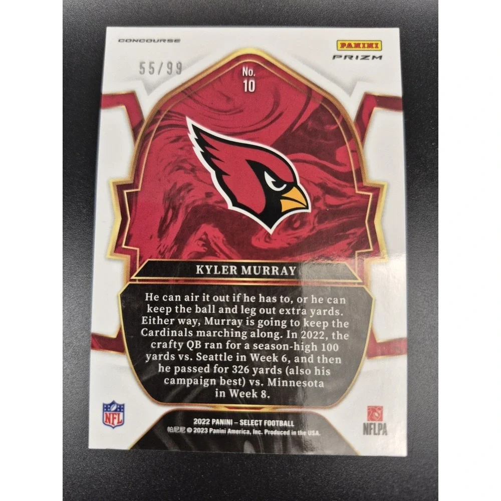 2022‎ Select Concourse Kyler Murray #10 Red Prizm /99 Color Match Cardinals